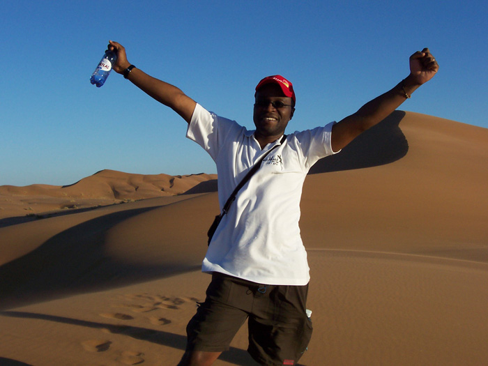 On top of a sand dune in the Namib Desert