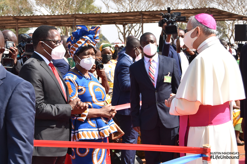 Archbishop Gallone receiving President Lazarus Chakwera