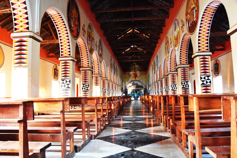 Fresco paintings inside the Bembeke Cathdral of the Holy Family