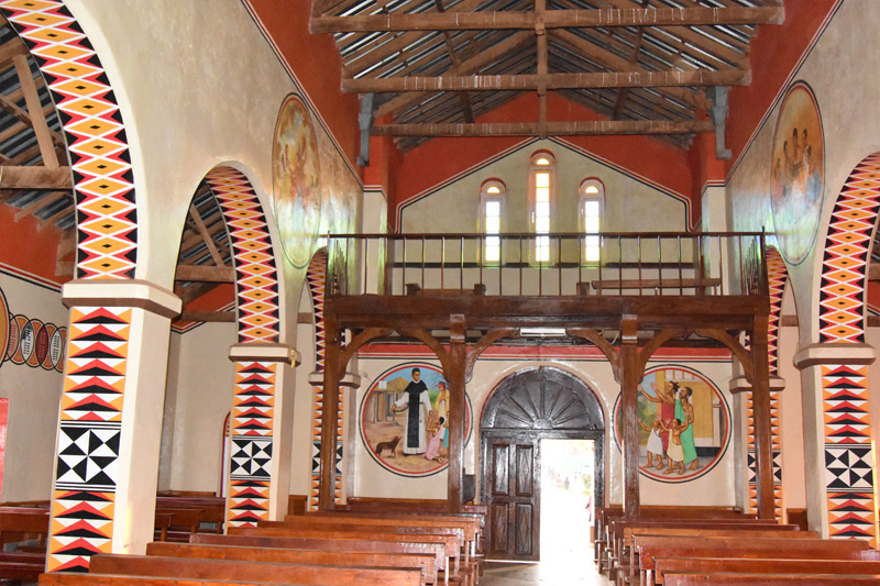 Fresco paintings inside the Bembeke Cathdral of the Holy Family