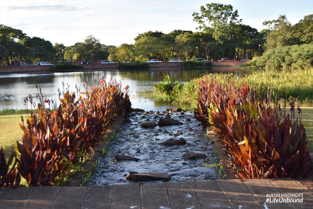 The stream flowing into the ornamental lake