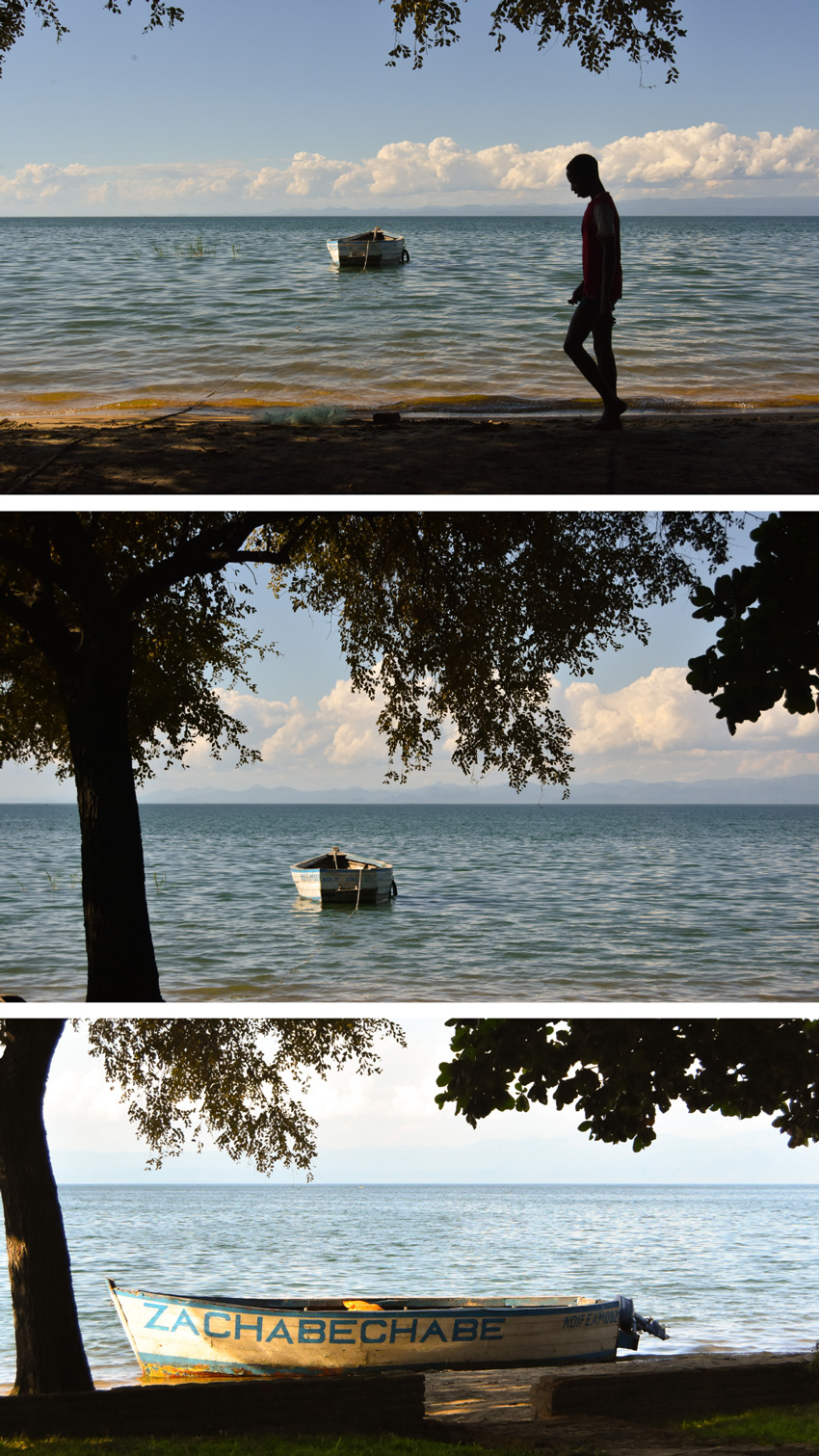 a boat on the beach in Namaso Bay, Lake Malawi