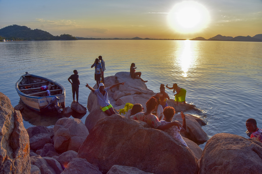 lounging around on the granite rocks on Nkhudzi hill on lake malawi