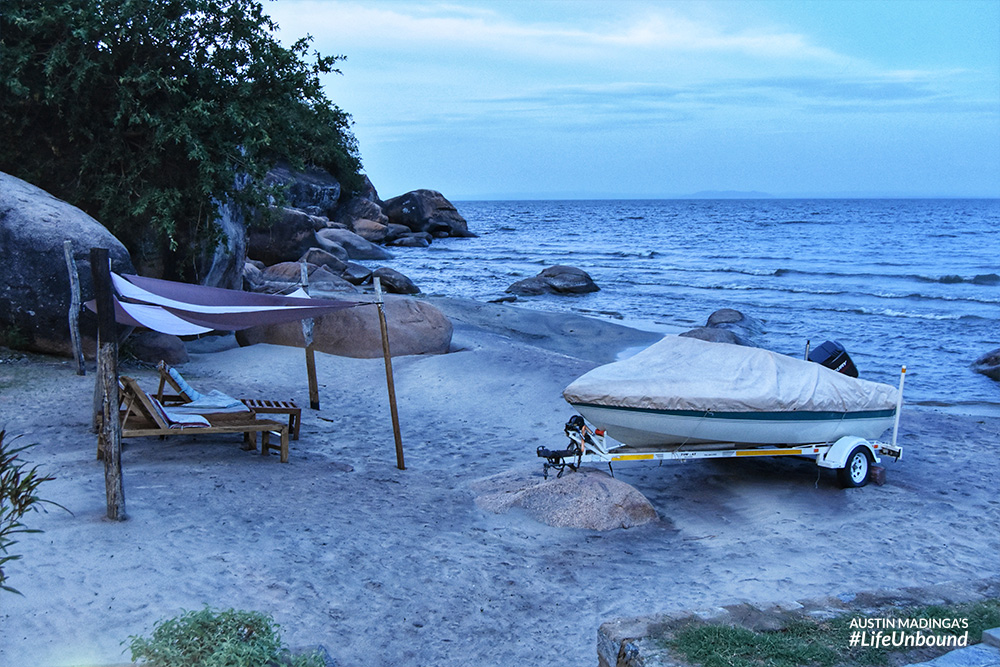 sunset on the beach of lake Malawi in salima