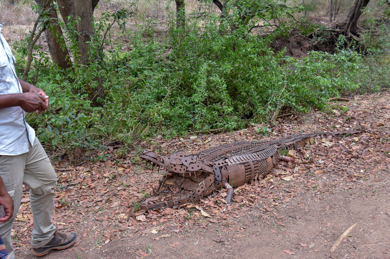 crocodile scupture along the lingadzi river bank from art malawi