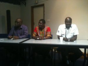 Sitting on the panel with Soyapi Mumba of Owinna.com (middle) and award winning blogger Kondwani Munthali (right)