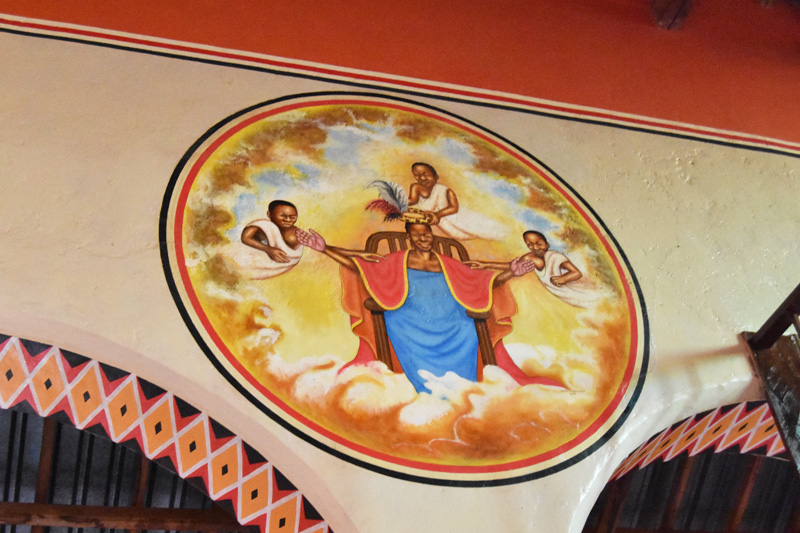 Fresco paintings depicting a coronation inside the Bembeke Cathdral of the Holy Family